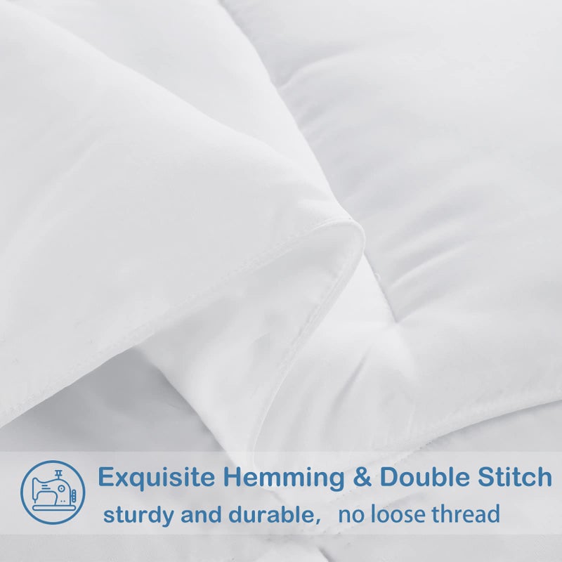 EASELAND Oversized Queen Down Alternative Comforter - Quilted Duvet Insert for All Seasons, Soft Lightweight with Corner Tabs, Summer Winter Warm Bedding, White 98Ã—98 Inches - Image 5